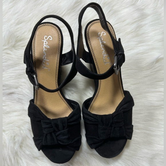 New Splendid Nada Wedge Platform Sandals black Suede - Picture 2 of 6